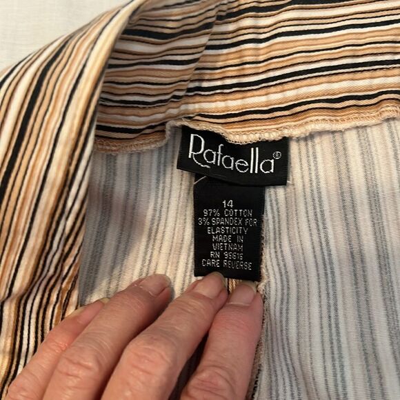 Rafaella sz10 tan brown cream stripped side zip ankle length pants EUC - Picture 4 of 12